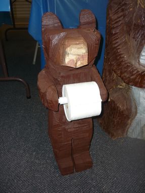 Custom Made Chainsaw Carved Bear Toilet Paper Holder