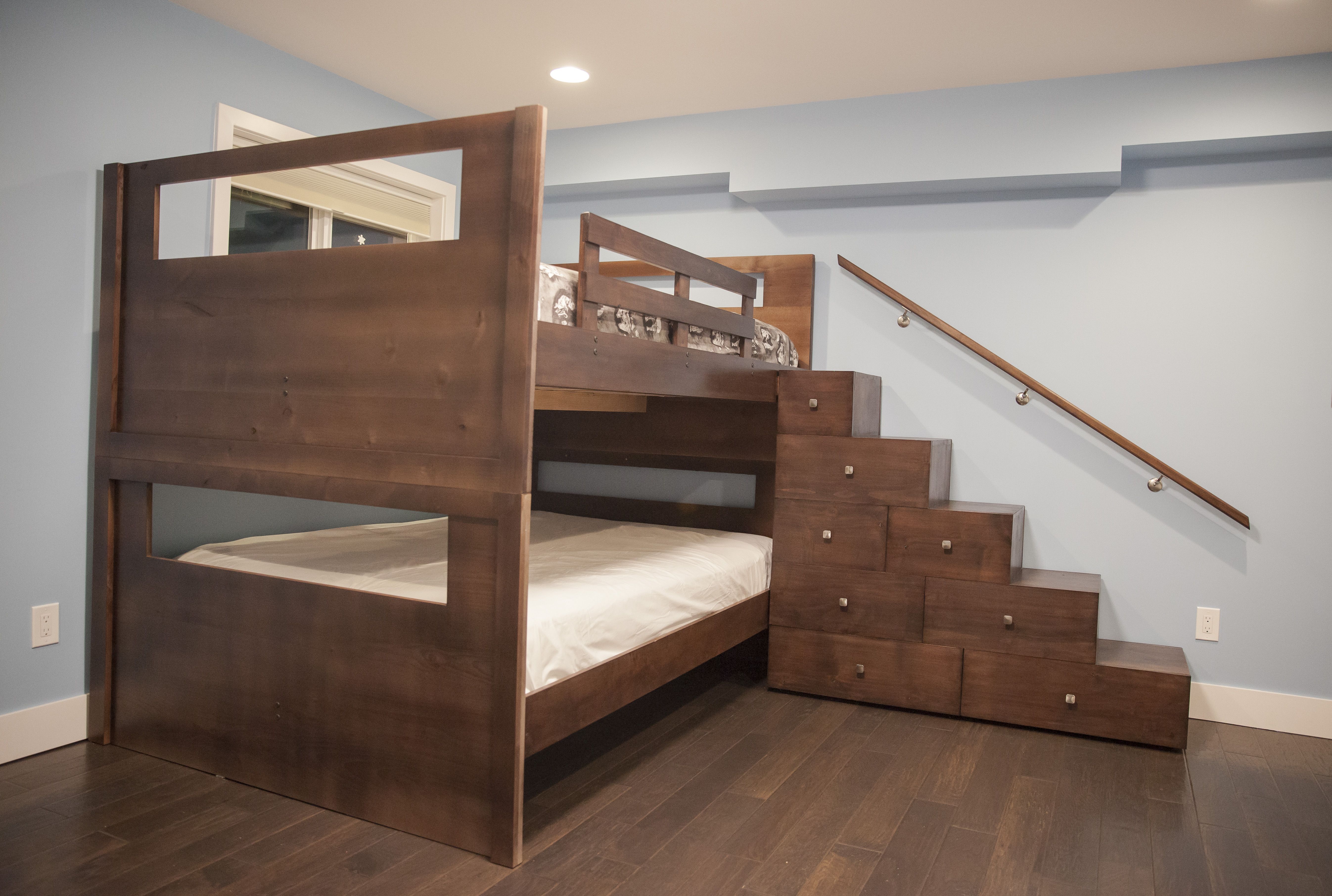 Wood queen over queen bunk outlet bed