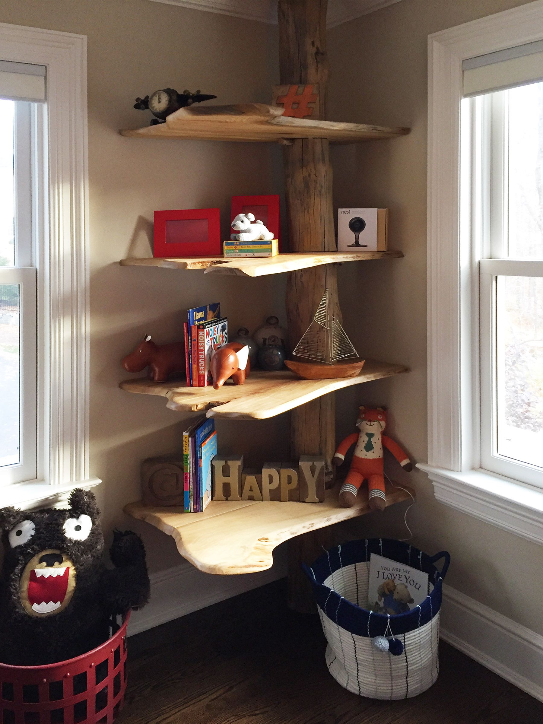 Custom Reclaimed Wood Tree Shelf by Abodeacious