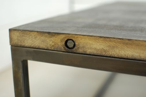 Custom Made Industrial Wood Coffee Table With Metal Legs