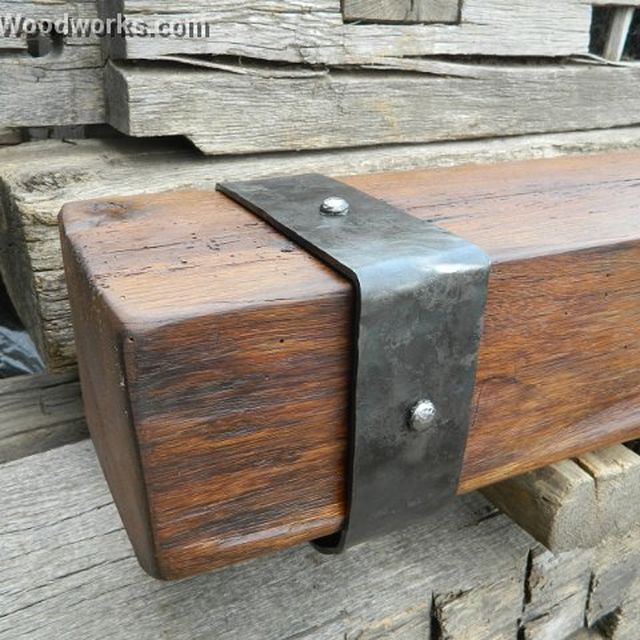 Handmade Fireplace Mantel With Metal Straps By Antique Woodworks Handmade Fireplace Mantel With Metal Straps By Antique Woodworks Custommade