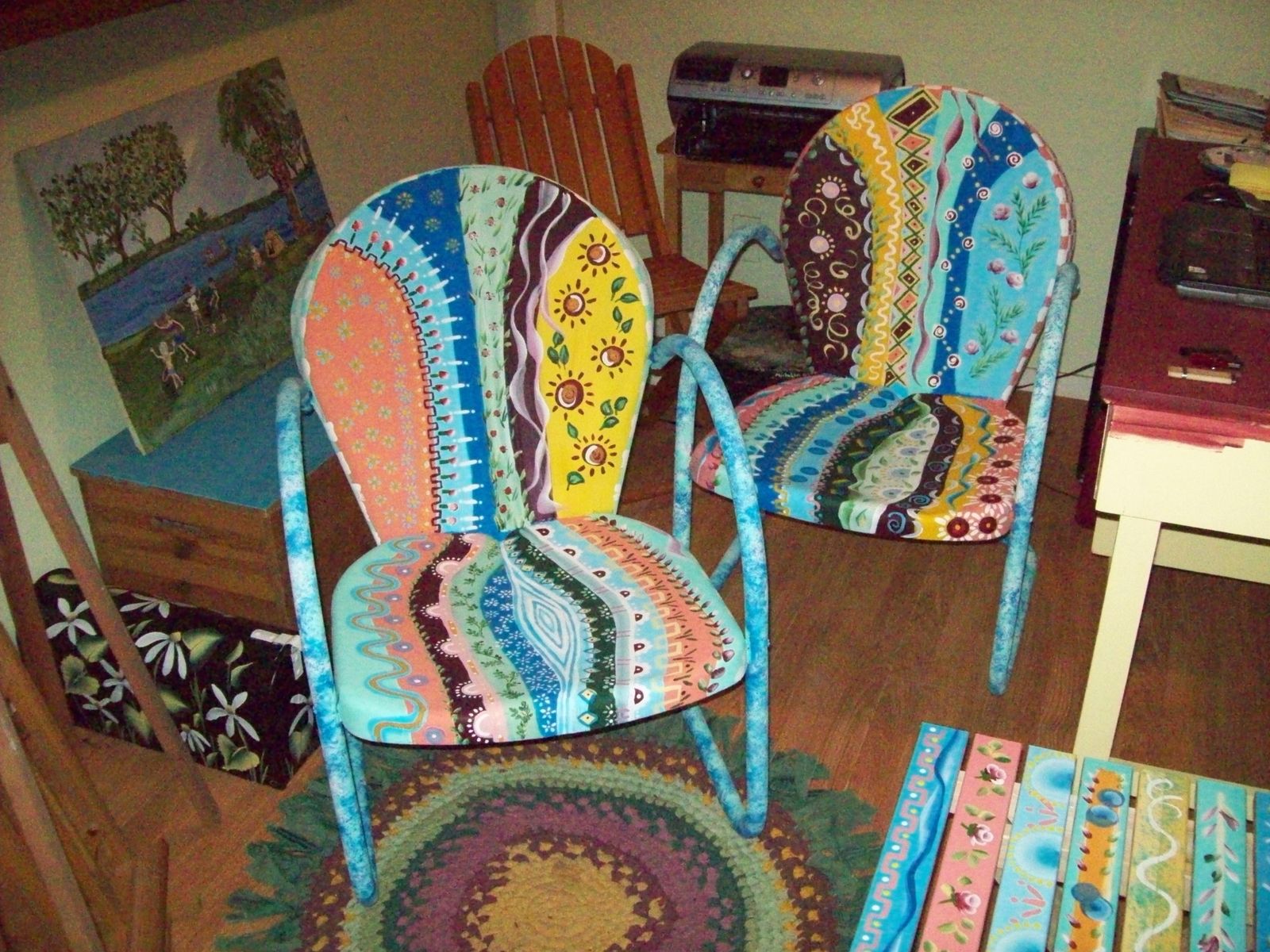 Multi coloured garden chairs new arrivals