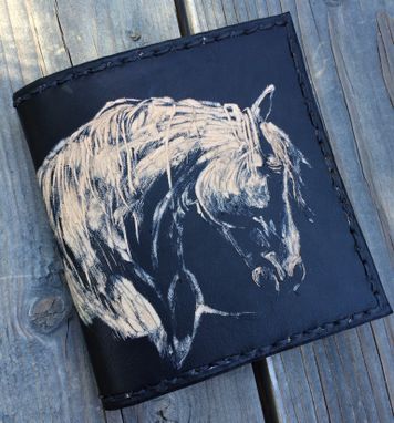 Custom Made Customizable Leather Horse Card Wallet Black