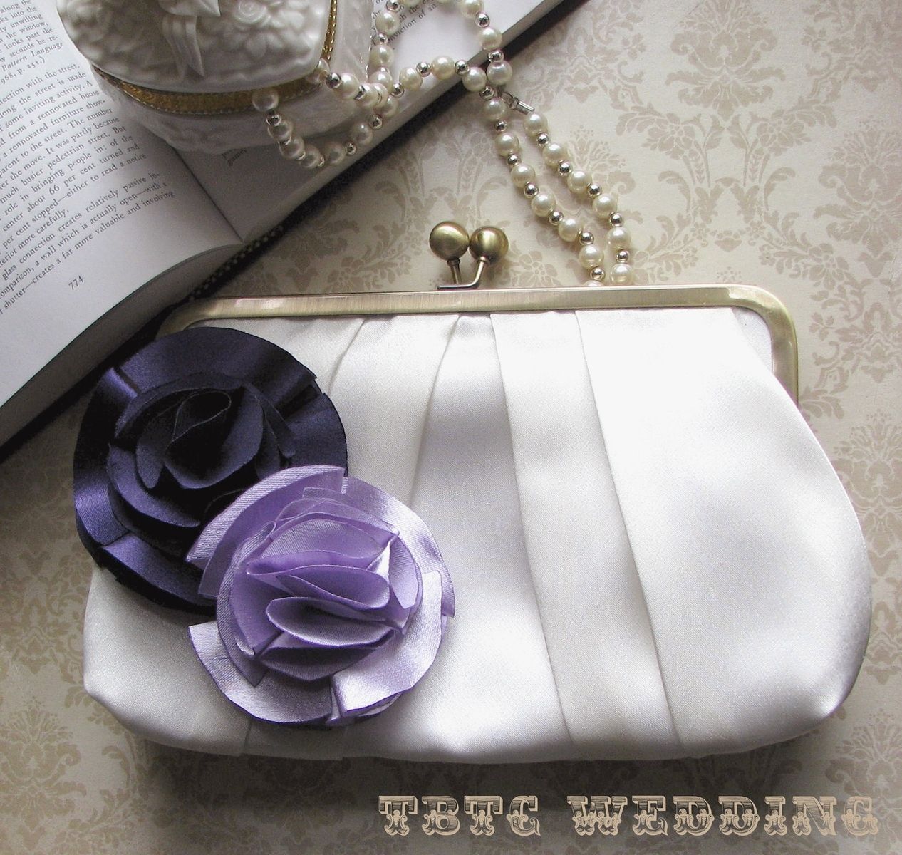 Purple Flowers Clutch Bags Wedding Bags