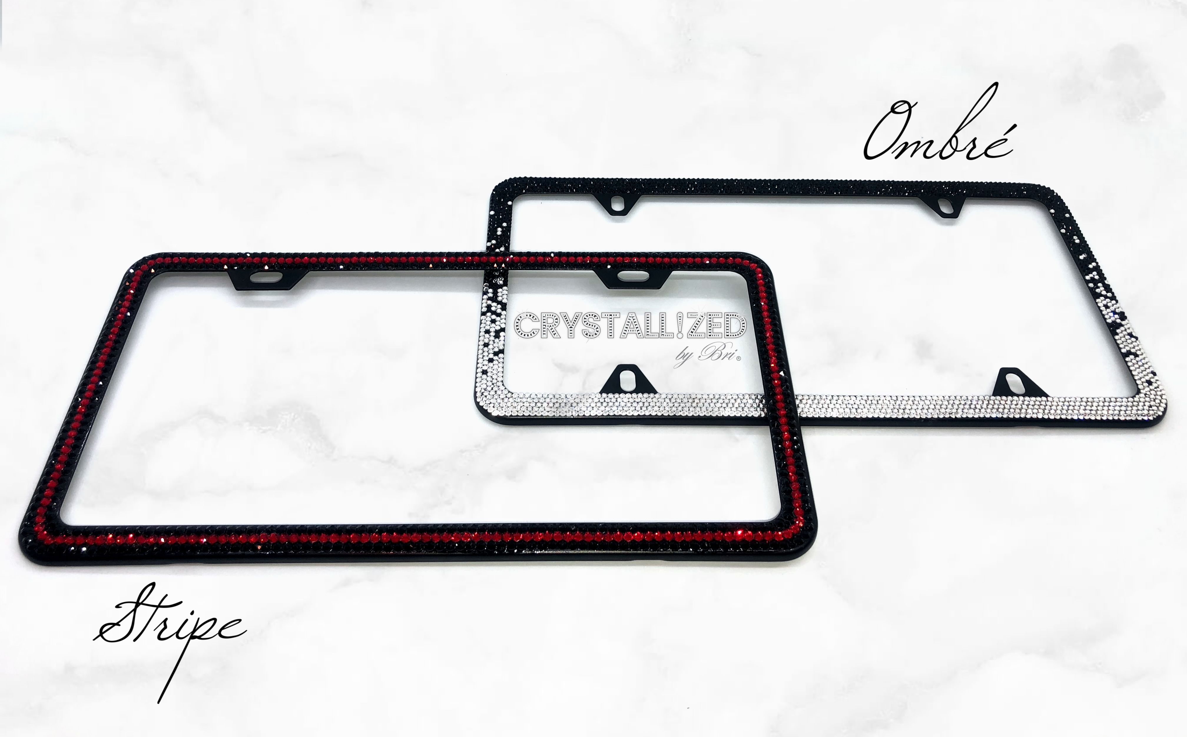 Buy Hand Made Stripe Crystallized Bling Slim License Plate Frame