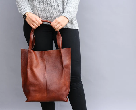 Custom Made Leather Shopper Bag, Leather Tote Bag, Large Handbag, Large Tote Bag, Shoulder Bag
