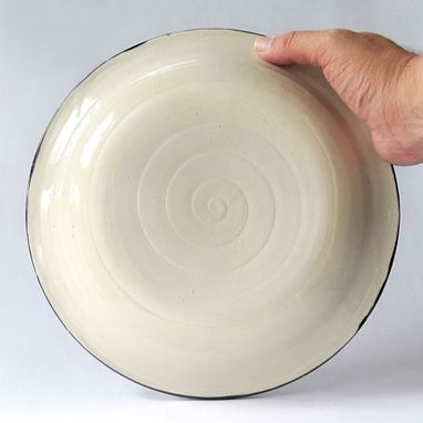 Custom Made Handmade Stoneware Plate With Black And White Checkered Pattern