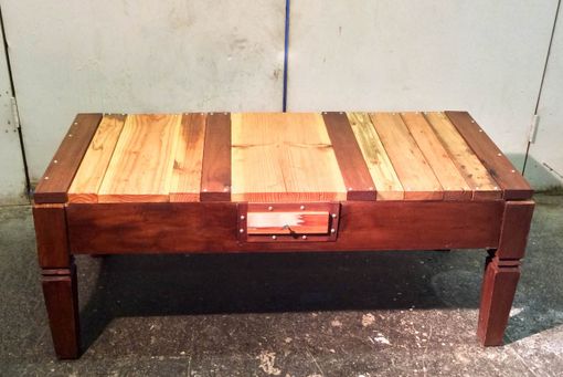 Custom Made Reclaimed, Rebuilt Coffee Table Wth Drawer