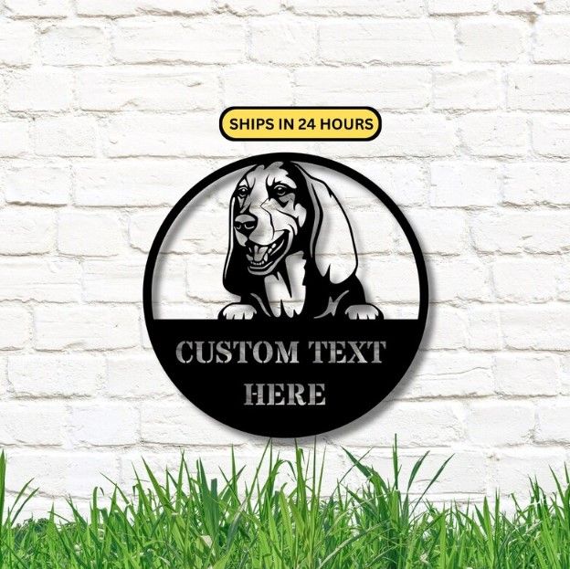 Handmade Basset Hound Dog Metal Sign, Personalized Dog Sign, Dog