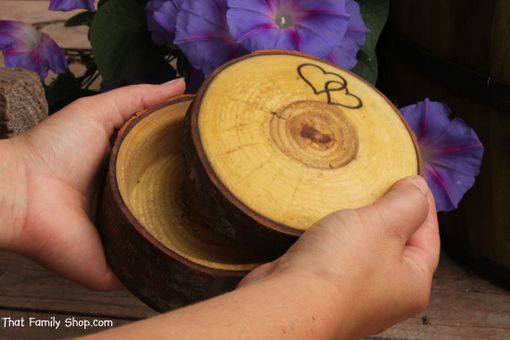 Custom Made Rustic Jewelry Ring Box From Hollowed Log Personalized