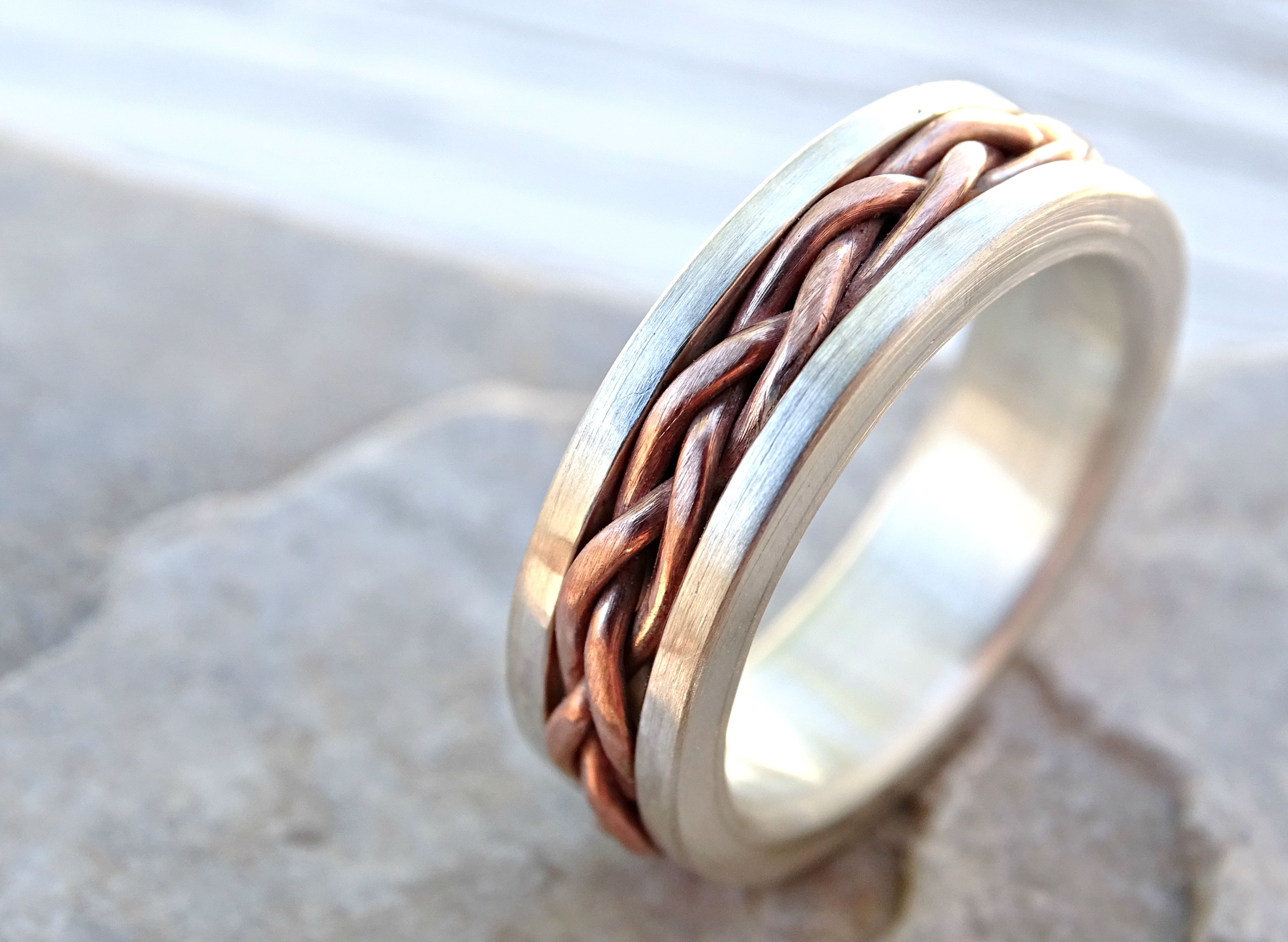 custom made braided silver copper ring cool mens wedding band unique mixed metal ring - Cool Mens Wedding Rings custom made braided silver copper ring cool mens wedding band unique mixed metal ring - Cool Mens Wedding Rings