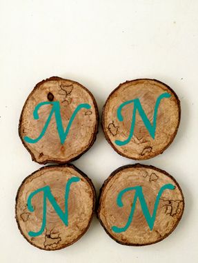 Custom Made Set Of 4 Monogrammed Wood Coasters