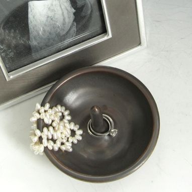 Custom Made Ceramic Ring Holder In Dark Brown