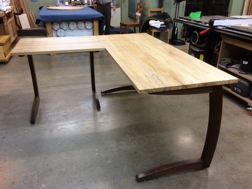 Custom Made Cantilever Walnut And Maple Desk Set