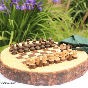 Luxury handmade chess set-Brass chessmen walnut mosaic chess board