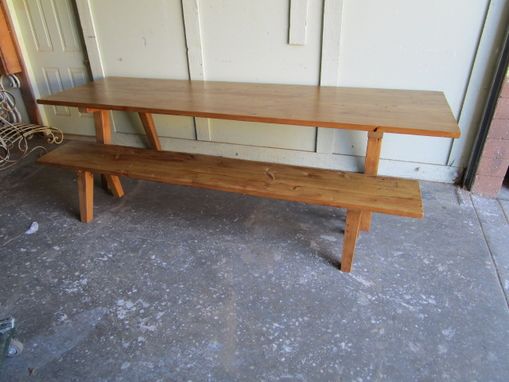 Custom Made Dining Table And Bench Made From Reclaimed Wood In The Usa