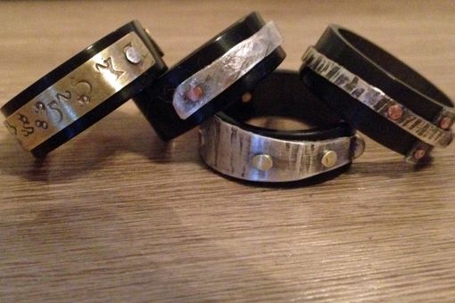 Custom Made Black Acrylic And Metal Men's Rings