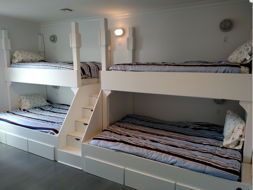 Custom Made Queen And Twin Quad Bunk Bed With Step And Under Storage
