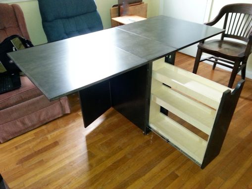 Custom Made Custom Folding Table With Storage And Wheels