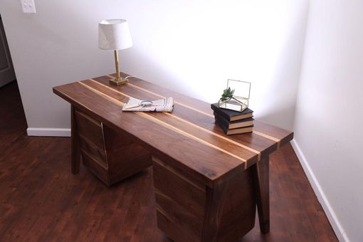 Custom Made Walnut Desk With 6 Drawers
