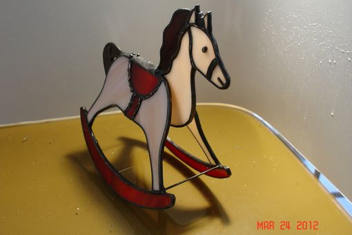 Custom Made Red Saddled Stained Glass Rocking Horse