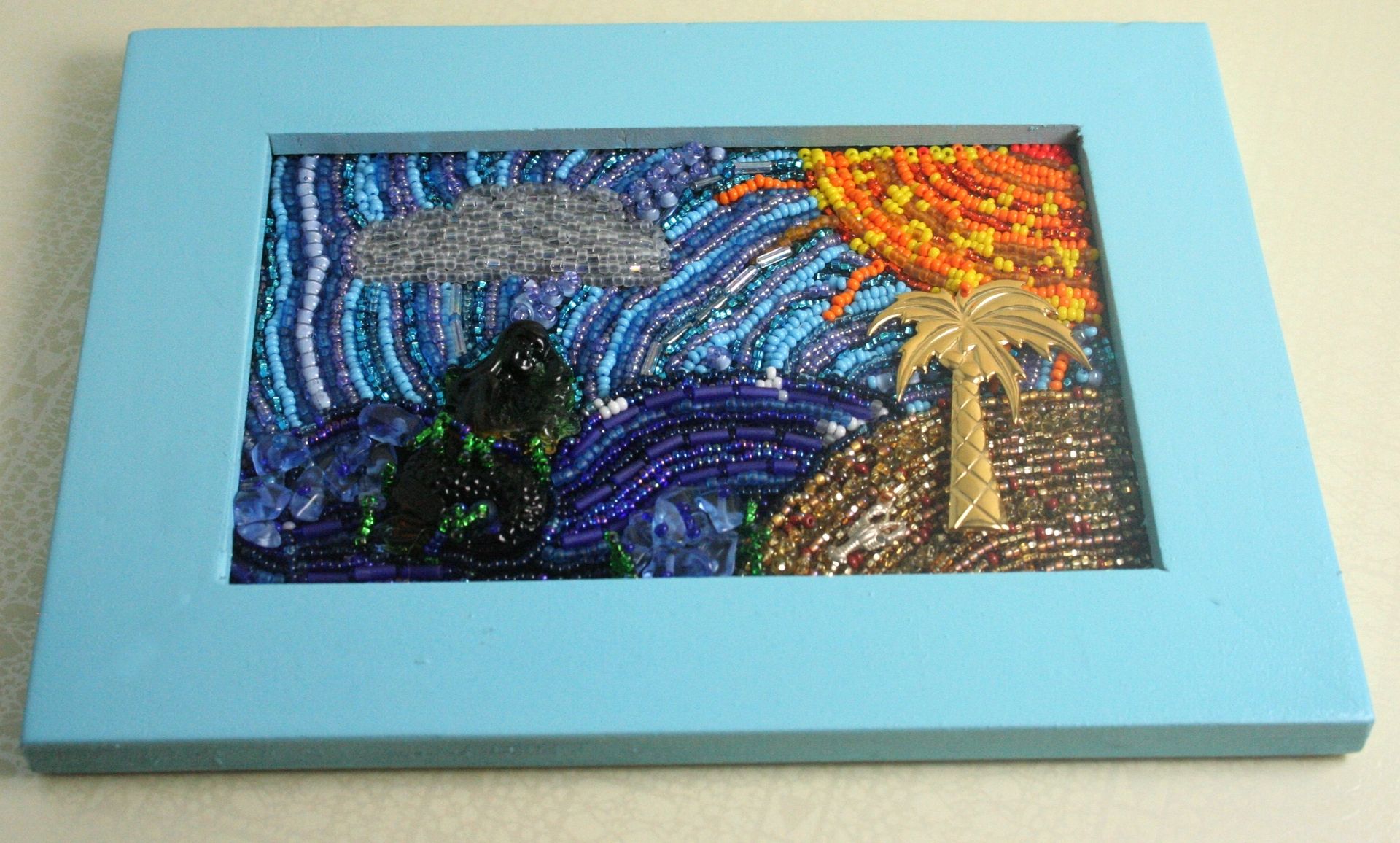 Custom Bead Embroidered Painting by Three Fates Design