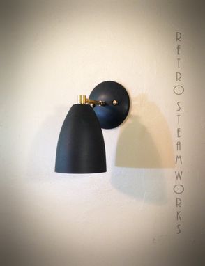 Custom Made Modern Mid Century Wall Mount Light Matte Black & Brass Loft Sconce
