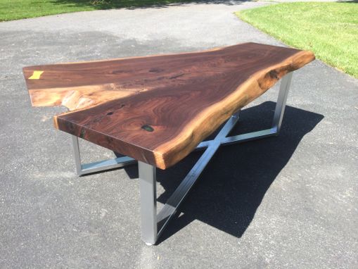 Custom Made Live Edge Walnut Coffee Table With X-Base