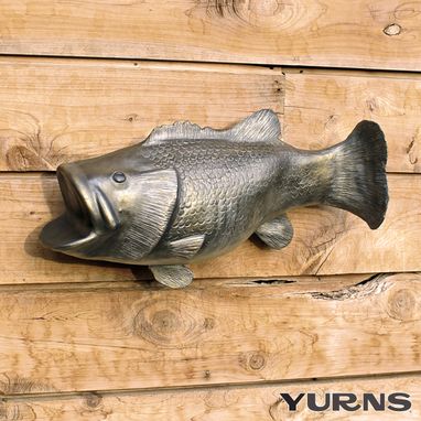 Custom Made Cremation Urn Ceramic Wall Sculpture- Large Bass Fish Trophy For Fishing -Decorative Funeral Urn