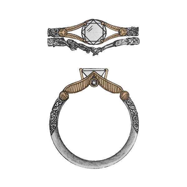 This engagement ring has a band that wraps into itself, like two lovers holding hands.