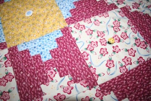 Custom Made One Of A Kind - Brighten Your Table - Pink And White Floral-Log Cabin Table Runner