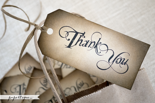 Custom Made Thank You Favor Tags - Rustic Wedding Gift Tags - Hand Inked Vintage Tags With Raffia