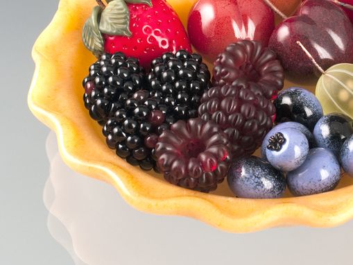 Custom Made Realistic Glass Berry Sculptures In Glass Pastry Shell