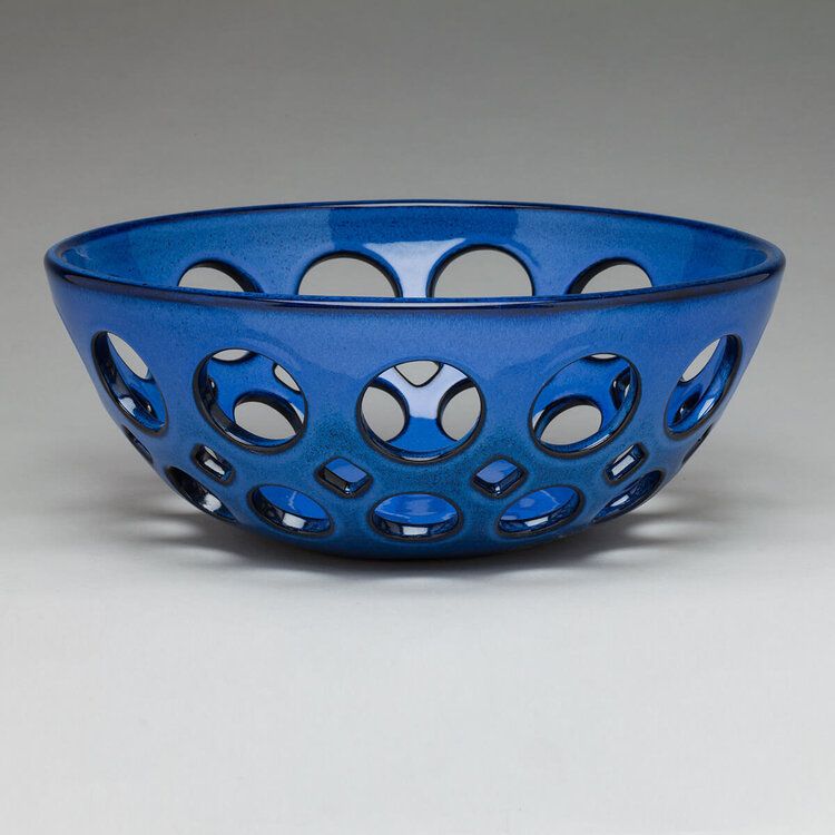 Buy Custom Round Pierced Ceramic Fruit Bowl, made to order from Lynne