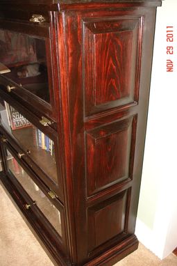 Custom Made Glass Door Traditional Style Bookshelf / Mahogany Finish And Raised Panel Sides