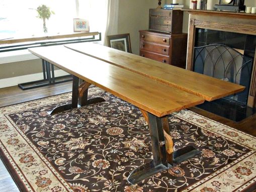 Custom Made Reclaimed Oak And Steel Dining Table.