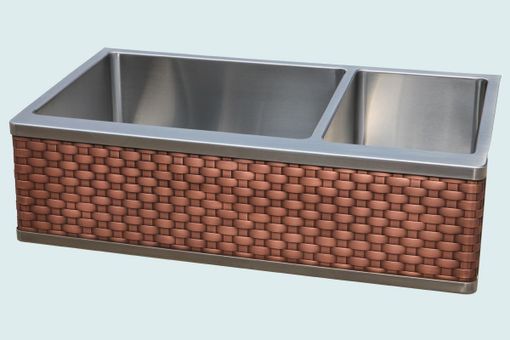 Custom Made Stainless Sink With Woven Copper Apron