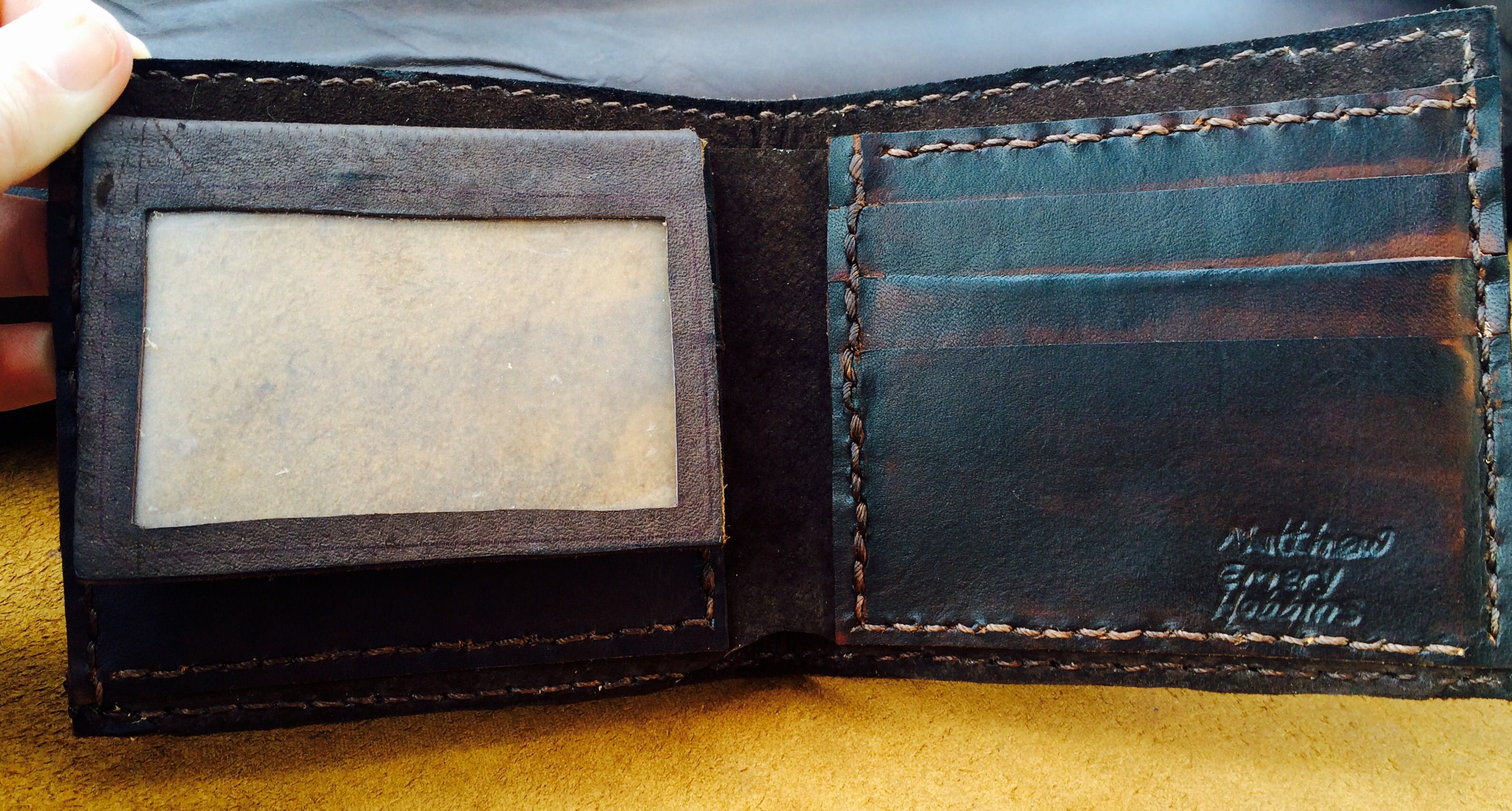 Buy Handmade Mens Custom Bifold Wallet With Id Flap, made to order from