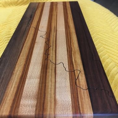 Custom Made Cutting Board With A Wood-Burned State Outline