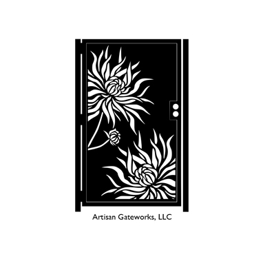 Custom Made Metal Art Gate With Flowers - Chrysanthemum Gate - Decorative Steel Flower Panel - Garden Gate