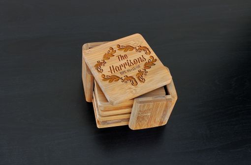 Custom Made Custom Bamboo Coasters, Custom Engraved Coasters --Cst-Bam-Harrison