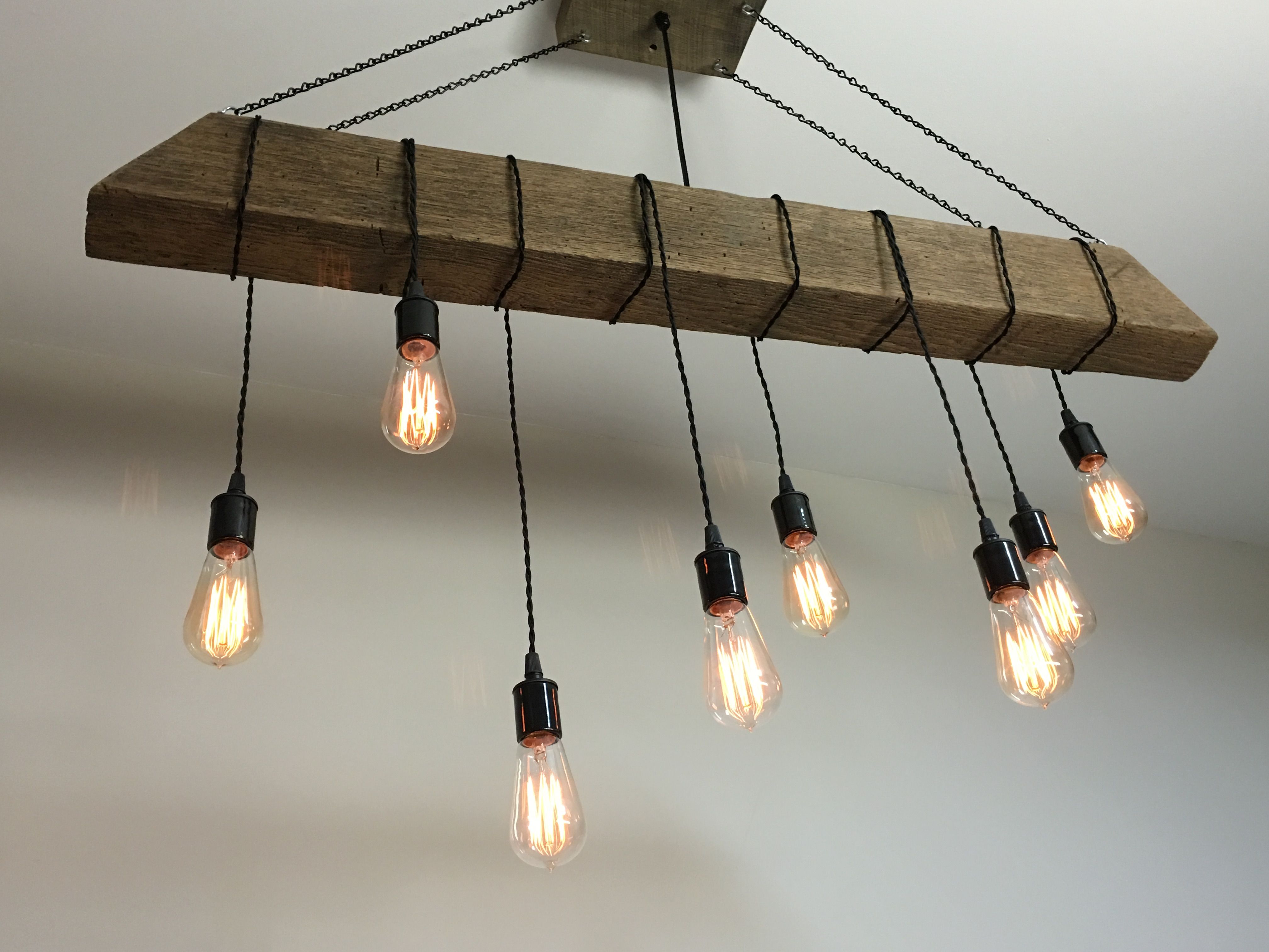 Buy Hand Made Reclaimed Barn Beam Light Fixturebarrestaurant Home Edison Bulb Rustic Modern