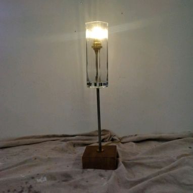 Custom Made Clear Rectangular Glass Table Lamp