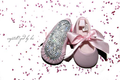 Custom Made Custom Crystallized Baby Booties Christening Crib Shoes Bling Genuine European Crystals Bedazzled