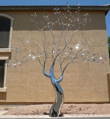 Custom Made Stainless Steel Tree Sculpture, "Evolution Of Flora"