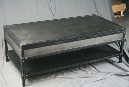 Custom Made Handmade Vintage Industrial Steel Lift Top Coffee Table With Shelf