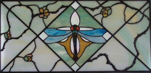Custom Made Stained Glass Panel Dragonfly With Branches