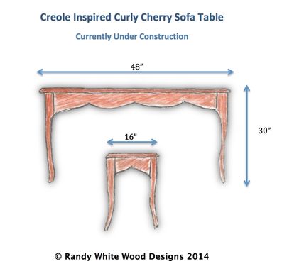 Custom Made Creole Inspired Curly Cherry Sofa Table