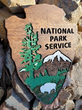 Custom Made National Park Service Arrowhead 3d Wood Carved And Hand Painted