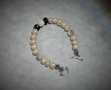 Custom Made Wedding Bracelet Freshwater Pearls Silver Lapislazuli